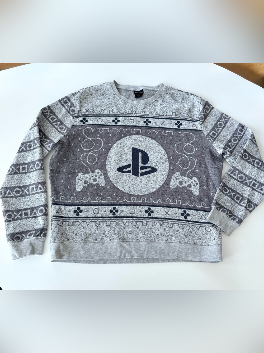PlayStation Men's Gray Logo Crewneck Sweater Size 2XL